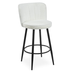 Lot de 2 chaises de bar Colnan au dossier incurvé en tissu bouclette crème