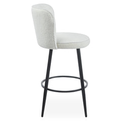 Lot de 2 chaises de bar Colnan au dossier incurvé en tissu bouclette crème