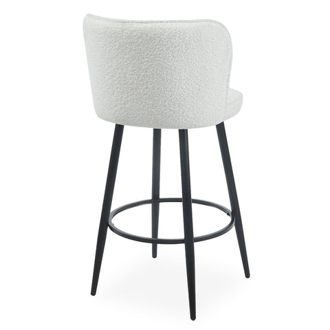 Lot de 2 chaises de bar Colnan au dossier incurvé en tissu bouclette crème