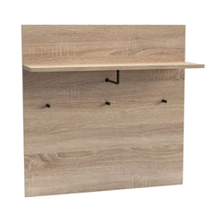 Portemanteau mural avec étagère et 3 patères Irysel 80x80cm Bois sonoma