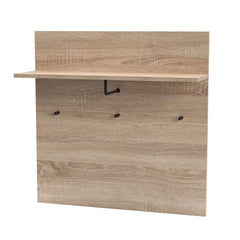 Portemanteau mural avec étagère et 3 patères Irysel 80x80cm Bois sonoma