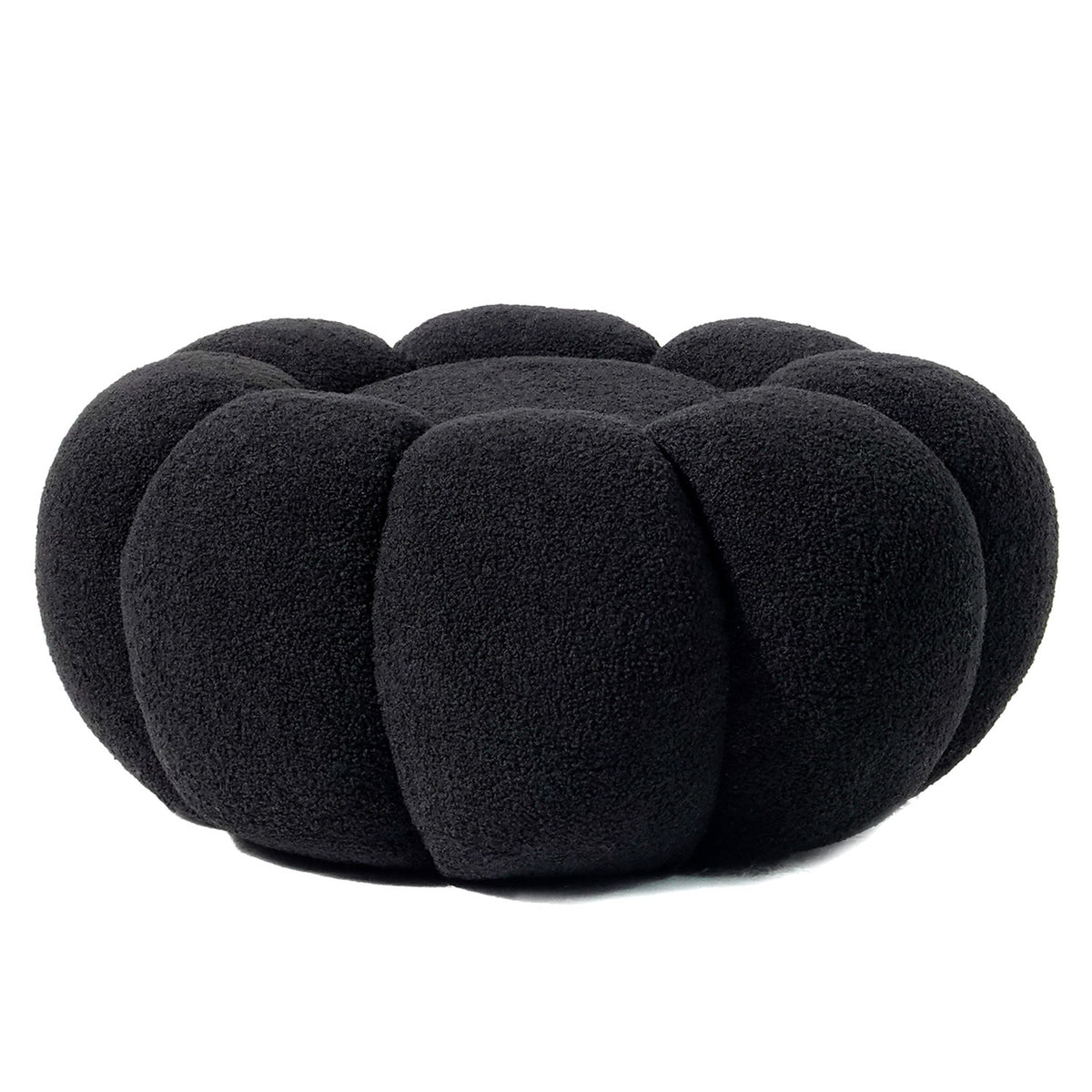 Puf de flor Basha tejido rizado negro