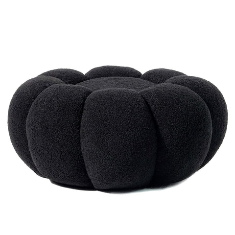 Puf de flor Basha tejido rizado negro