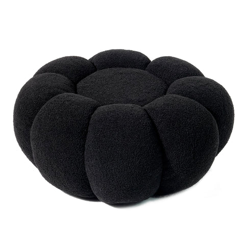 Puf de flor Basha tejido rizado negro