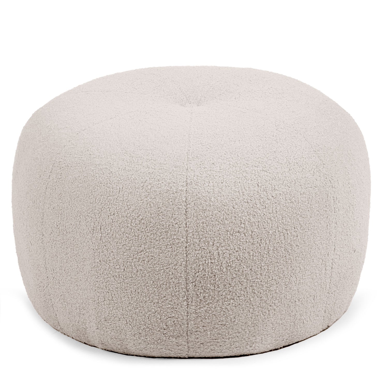 Pouf rond style cocooning Ø55cm Kapilou Tissu bouclette Beige