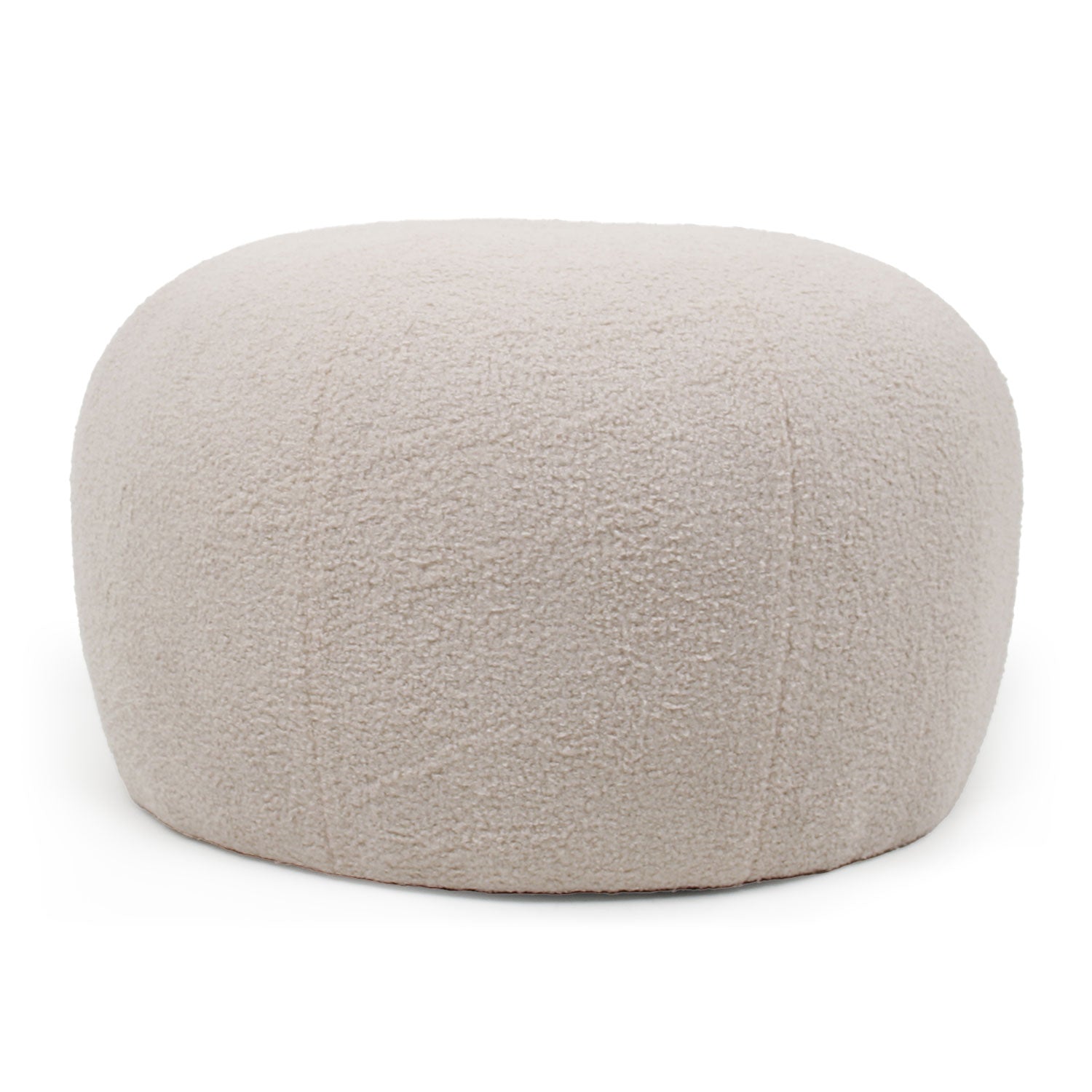 Pouf rond style cocooning Ø55cm Kapilou Tissu bouclette Beige