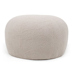 Pouf rond style cocooning Ø55cm Kapilou Tissu bouclette Beige