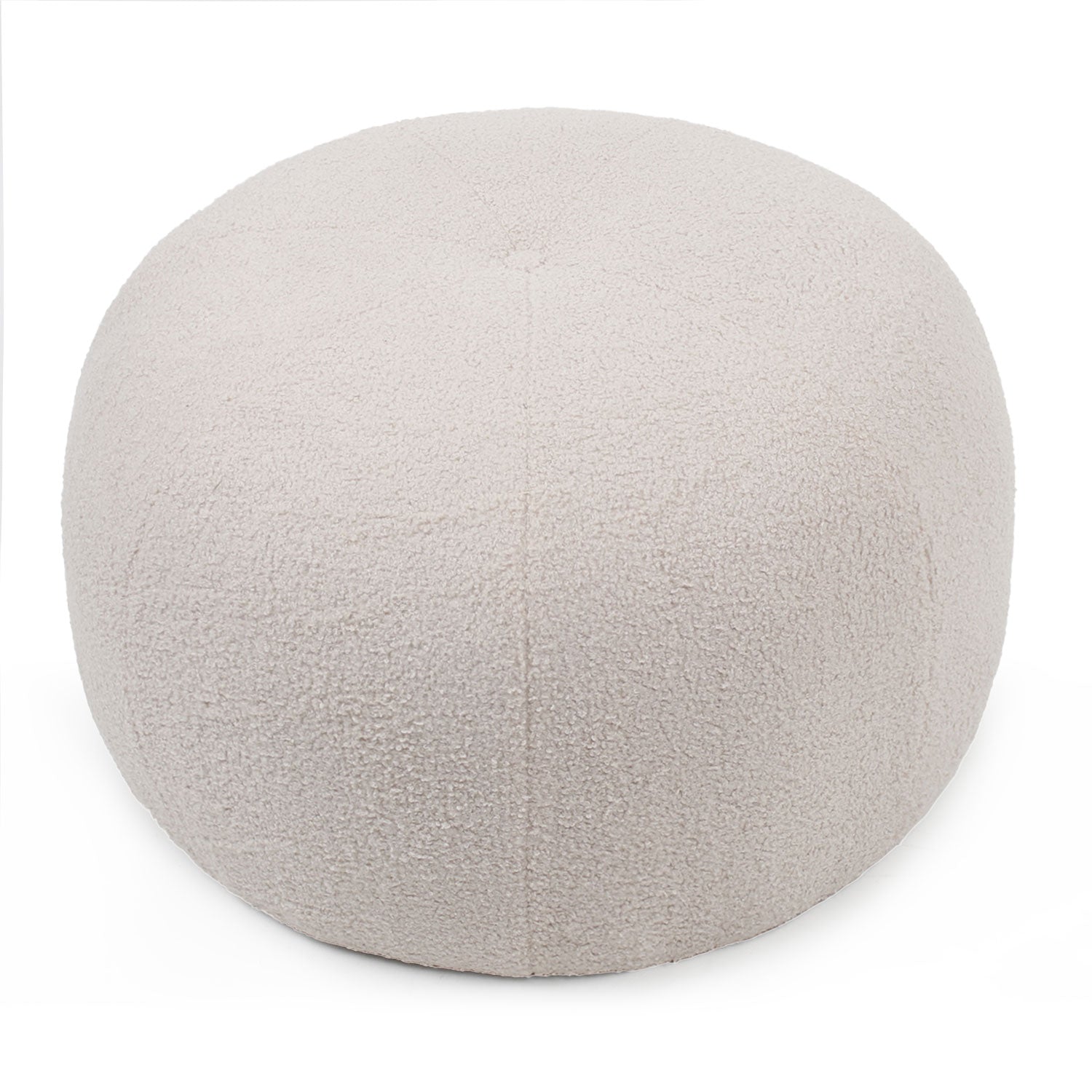 Pouf rond style cocooning Ø55cm Kapilou Tissu bouclette Beige