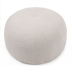 Pouf rond style cocooning Ø55cm Kapilou Tissu bouclette Beige