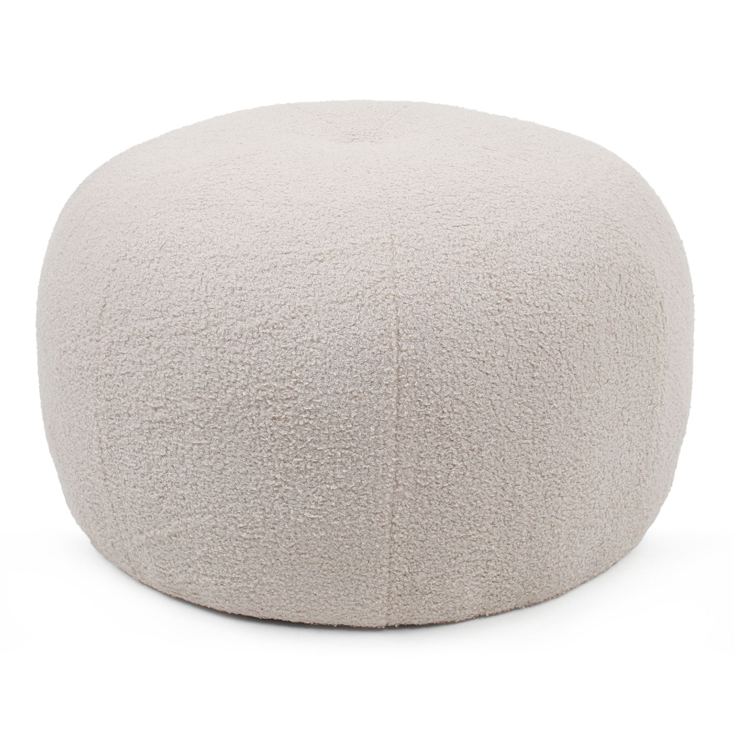 Pouf rond style cocooning Ø55cm Kapilou Tissu bouclette Beige