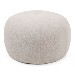 Pouf rond style cocooning Ø55cm Kapilou Tissu bouclette Beige