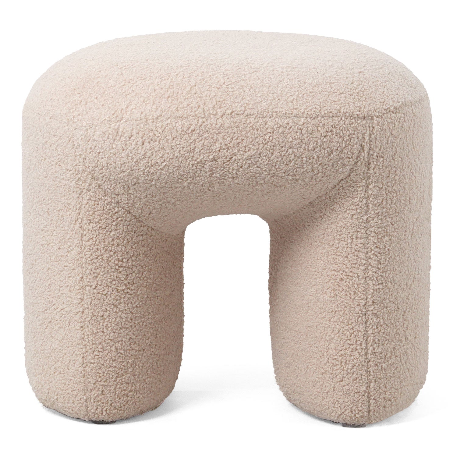 Pouf tendance Armania L46cm Tissu bouclette Beige