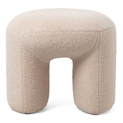 Pouf tendance Armania L46cm Tissu bouclette Beige
