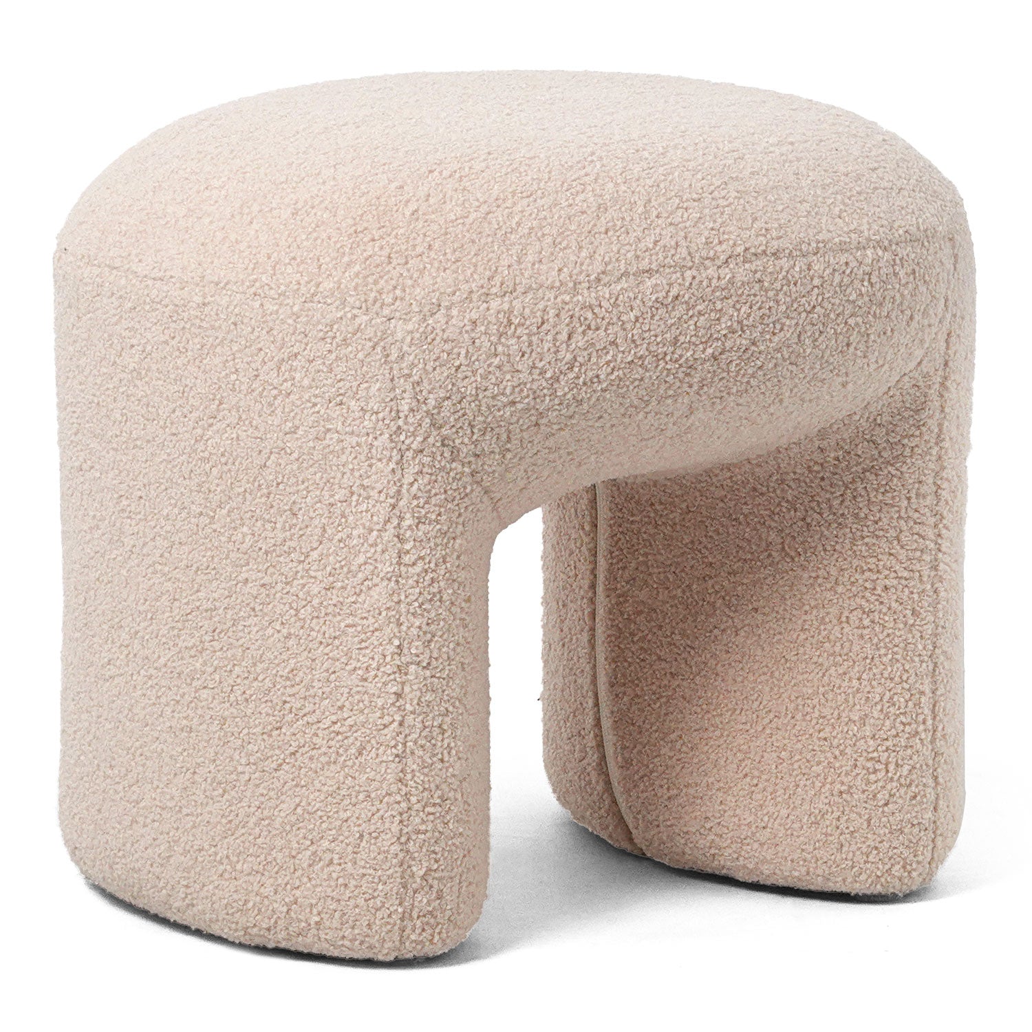 Pouf tendance Armania L46cm Tissu bouclette Beige