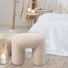 Pouf tendance Armania L46cm Tissu bouclette Beige