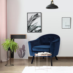 Fauteuil scandinave Savoy Velours Bleu de biais