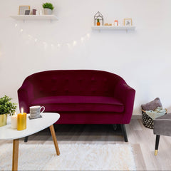 Canapé 2 places scandinave Savoy Velours Bordeaux