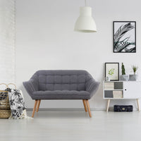 Canapé scandinave 2 places Anatan tissu gris clair
