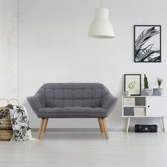 Canapé scandinave 2 places Anatan tissu gris clair