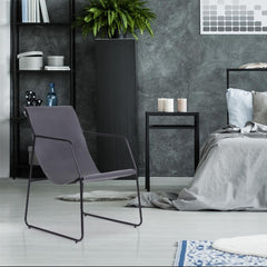 Fauteuil Ulysse Métal Noir et Simili Gris