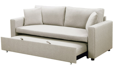 Canapé convertible 3 places en tissu beige