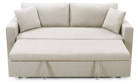 Canapé convertible 3 places en tissu beige