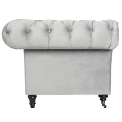 Canapé Chesterfield 3 places Queen Velours Argent