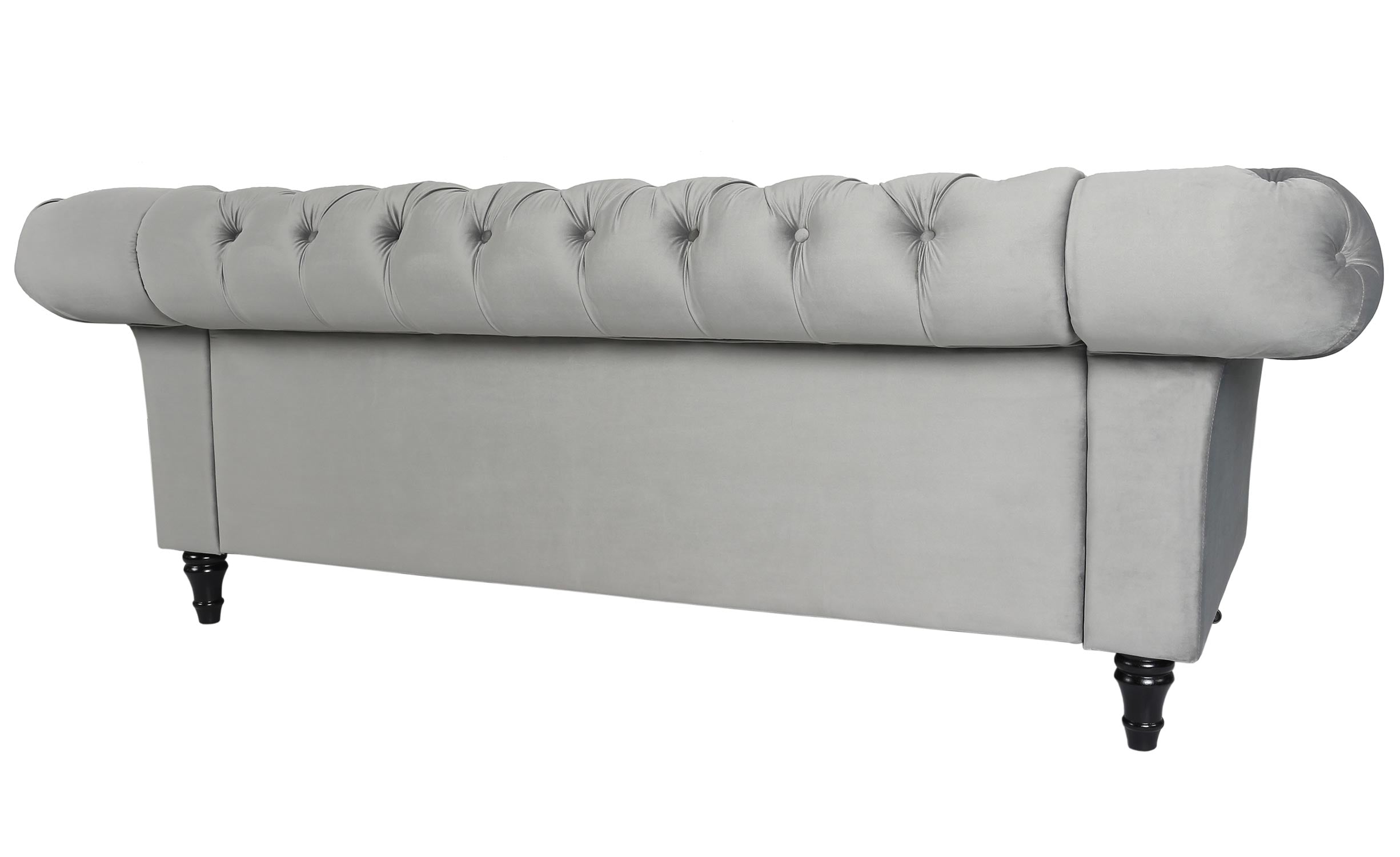 Canapé Chesterfield 3 places Queen Velours Argent