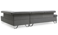 Canapé d'angle avec têtières relevables Quentin Velours Gris Foncé