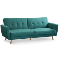 Canapé-lit convertible clic-clac scandinave Refresha tissu bleu vert