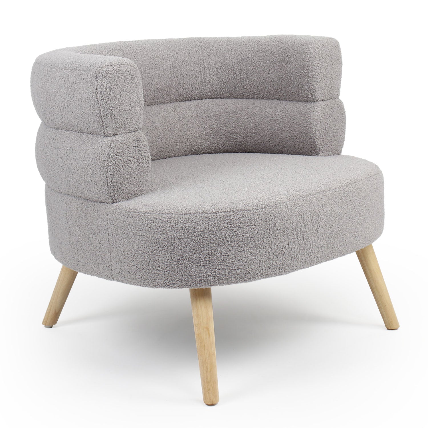 Fauteuil design arrondi Riviani Tissu bouclette Gris