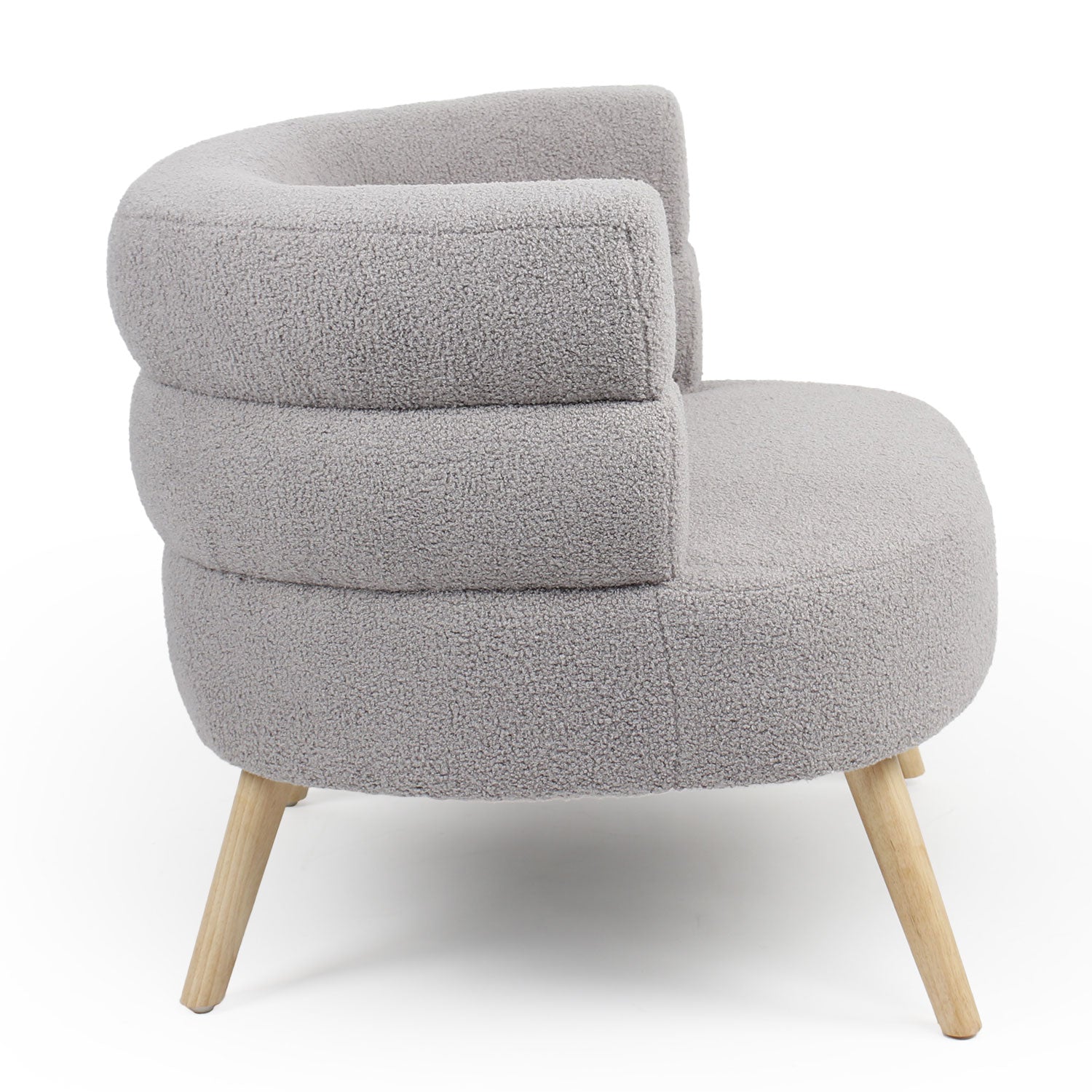 Fauteuil design arrondi Riviani Tissu bouclette Gris