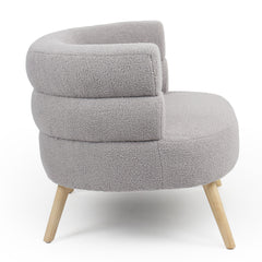 Fauteuil design arrondi Riviani Tissu bouclette Gris