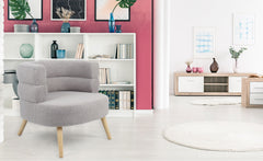 Fauteuil design arrondi Riviani Tissu bouclette Gris