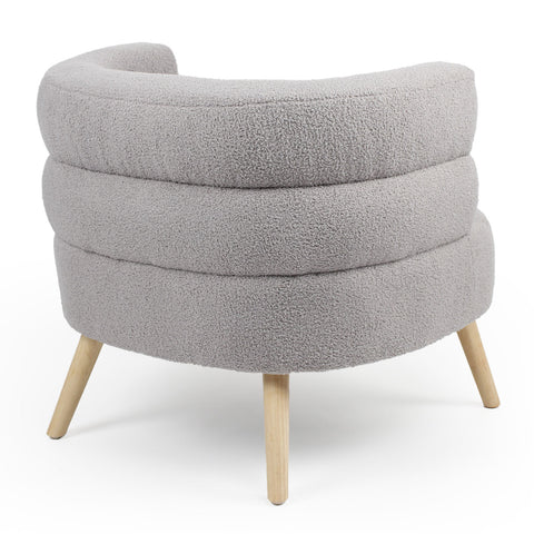 Fauteuil design arrondi Riviani Tissu bouclette Gris