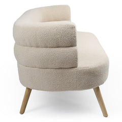 Canapé 2 places design scandinave arrondi Riviani Tissu bouclette Beige