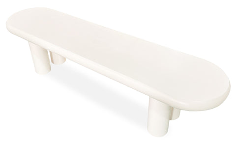 Table basse Clivo arrondie 160 cm avec pieds colonnes crème