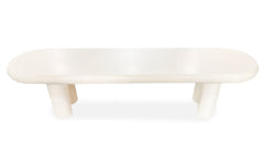 Table basse arrondie 160cm avec pieds colonnes Roady Crème
