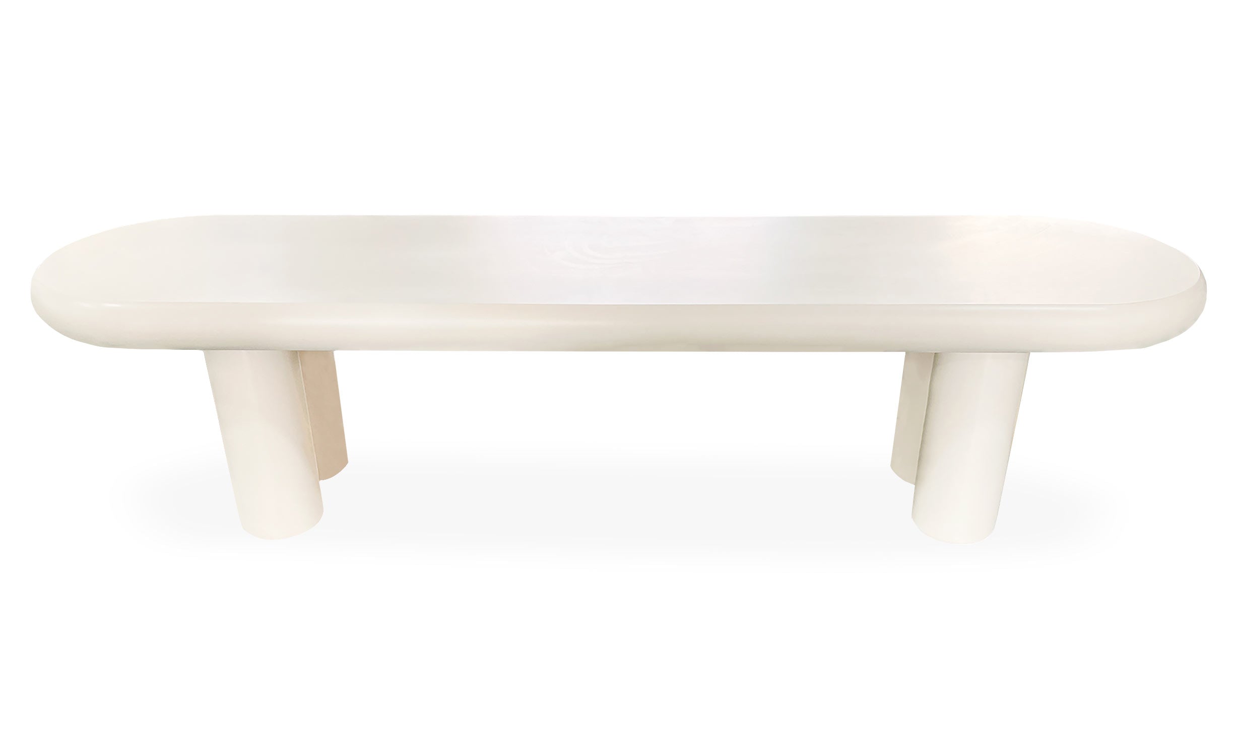 Table basse arrondie 160cm avec pieds colonnes Roady Crème