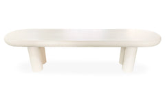 Table basse arrondie 160cm avec pieds colonnes Roady Crème