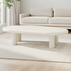 Table basse arrondie 160cm avec pieds colonnes Roady Crème