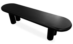 Table basse Clivo arrondie 160 cm avec pieds colonnes noir