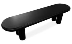 Table basse Clivo arrondie 160 cm avec pieds colonnes noir