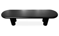 Table basse Clivo arrondie 160 cm avec pieds colonnes noir
