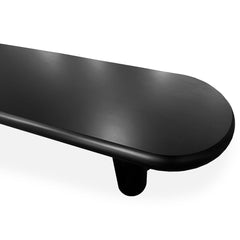 Table basse Clivo arrondie 160 cm avec pieds colonnes noir