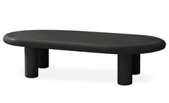 Table basse Clivo arrondie 160 cm avec pieds colonnes noir