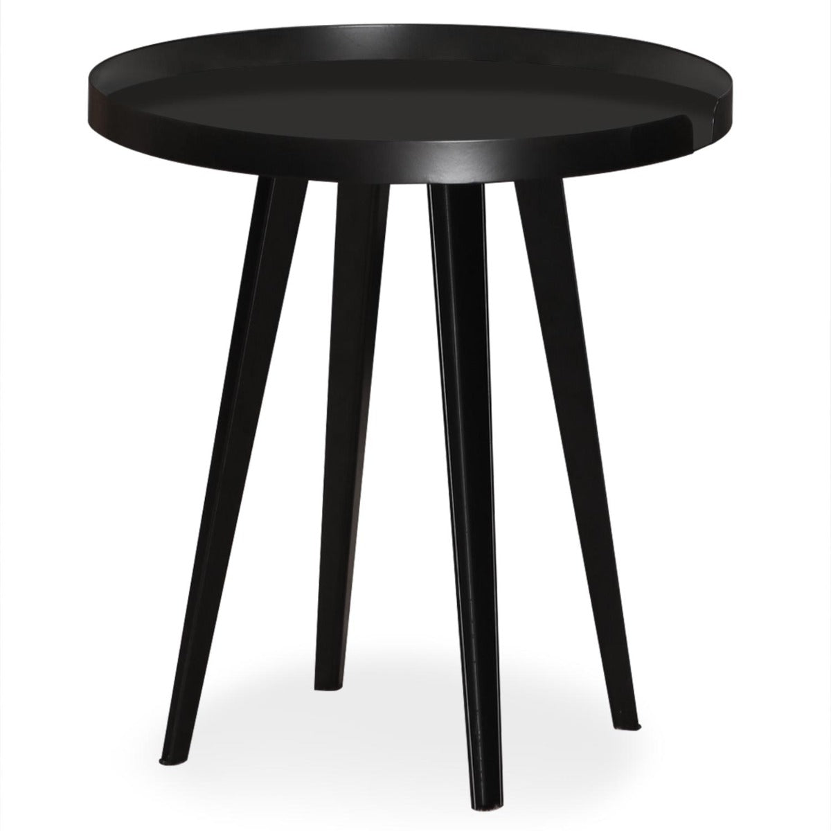 Table d'appoint Arnara ronde à rebord 45cm métal noir