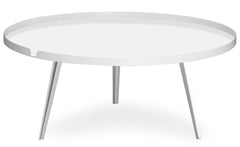 Table basse ronde Arnara à rebord 90 cm métal blanc