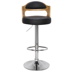 Lot de 6 chaises de bar chêne clair et simili noir Alado