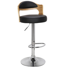 Lot de 6 chaises de bar chêne clair et simili noir Alado